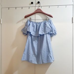 Nasty Gal Ruffled Blue Stripe Top